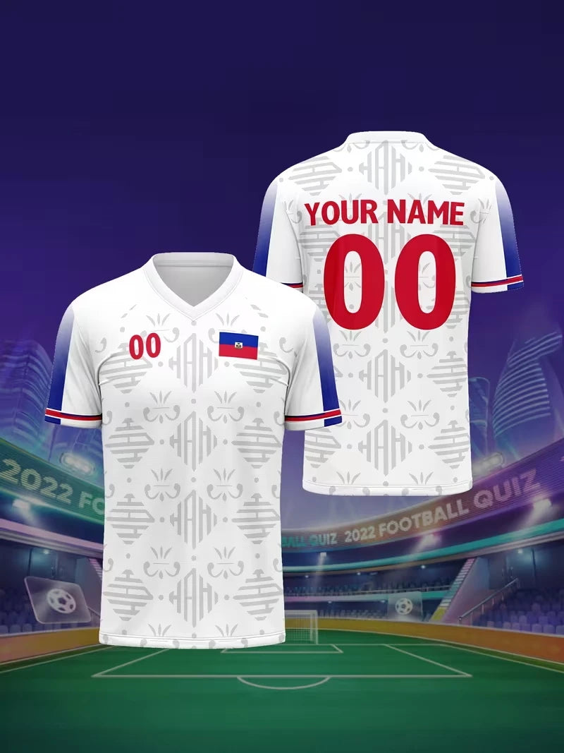 Haiti Soccer Jersey with Custom Name on Back – Unisex Sports T-Shirt